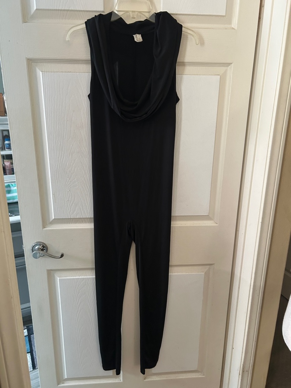Draped Cowl Neck Black Jumpsuit for Women
